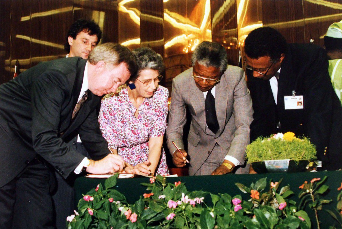 Photo of Gabrielle Lanchance and Nelson Mandela