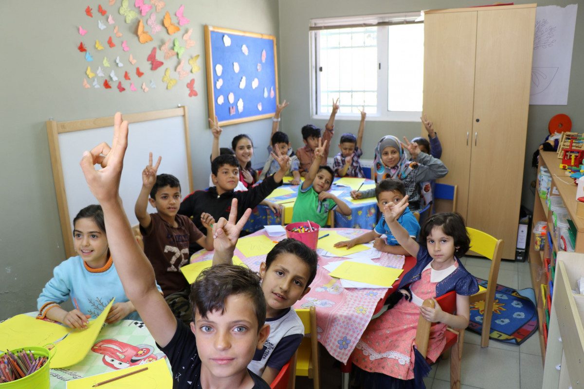 enfants dans un centre d'apprentissage en Jordanie