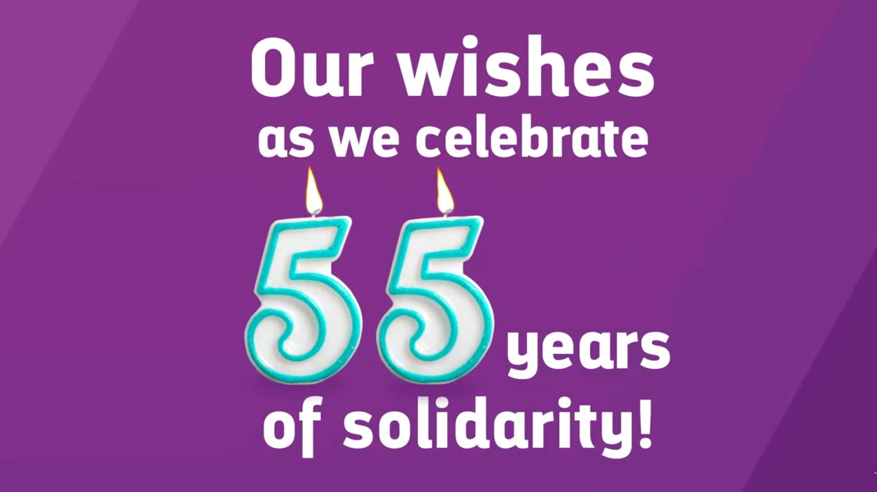 Image from the video Our wishes as we celebrate 55 years of solidarity