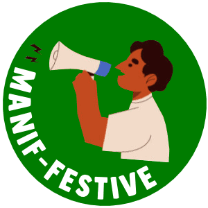 Manif-festive badge